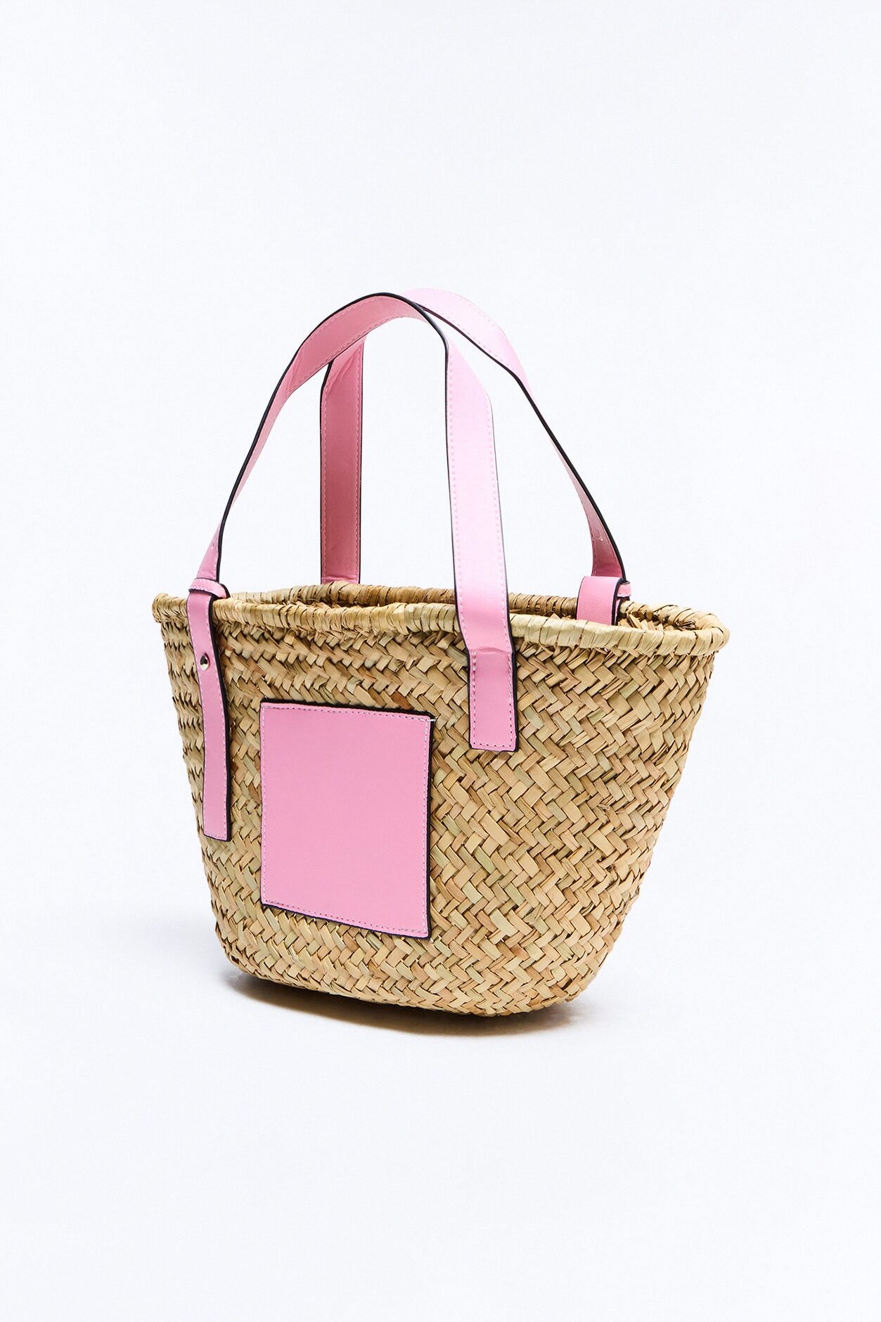 Sunday Picnic Straw Straw Tote Handbag - Pink/combo