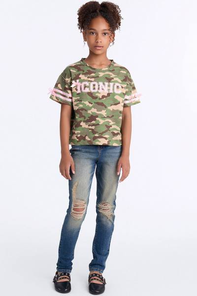 Mini Kelly Ripped Tinted Stretch Skinny Jeans - Denim