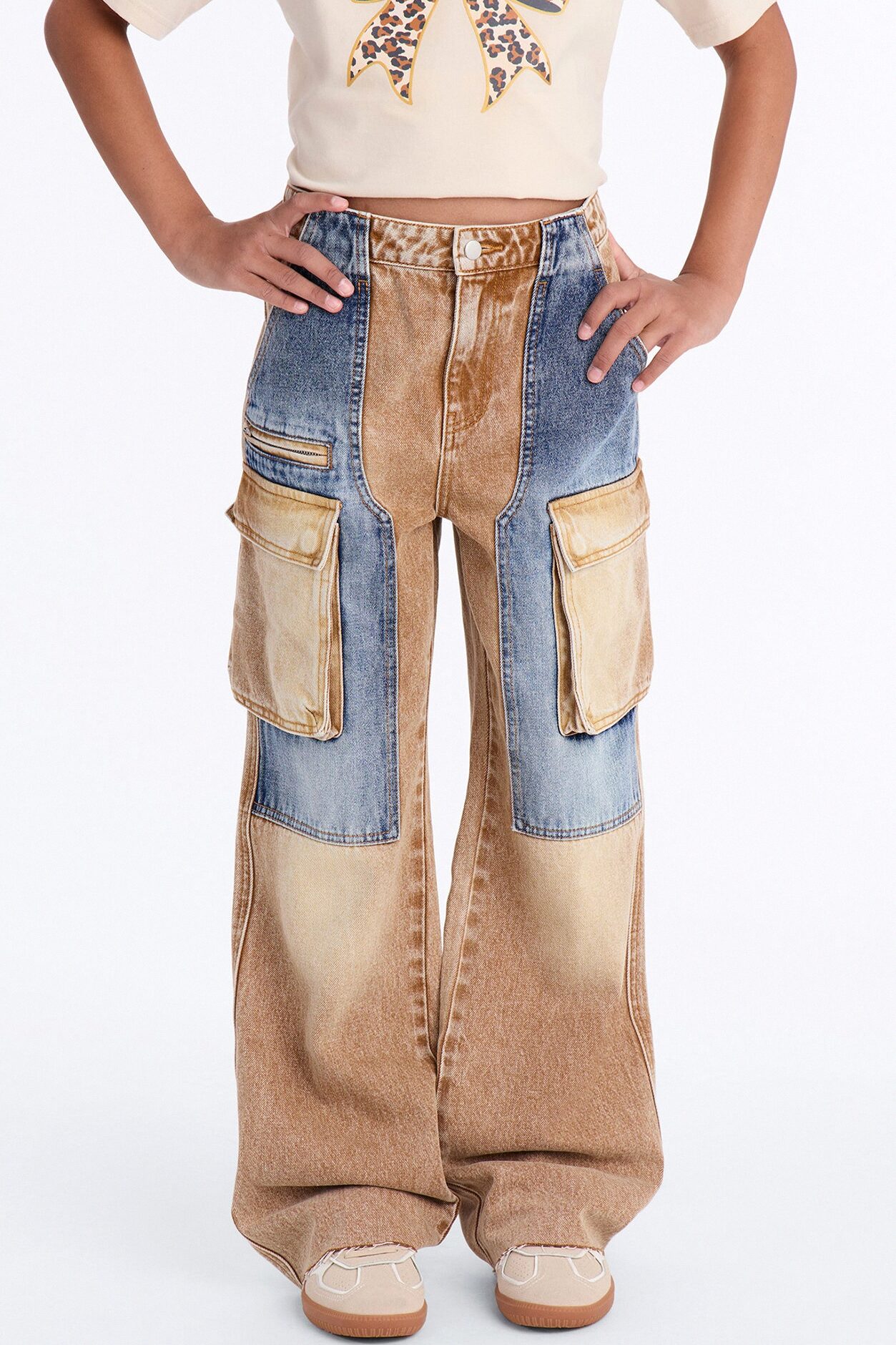 Mini Sahara Cargo Straight Leg Jeans - Dark Wash