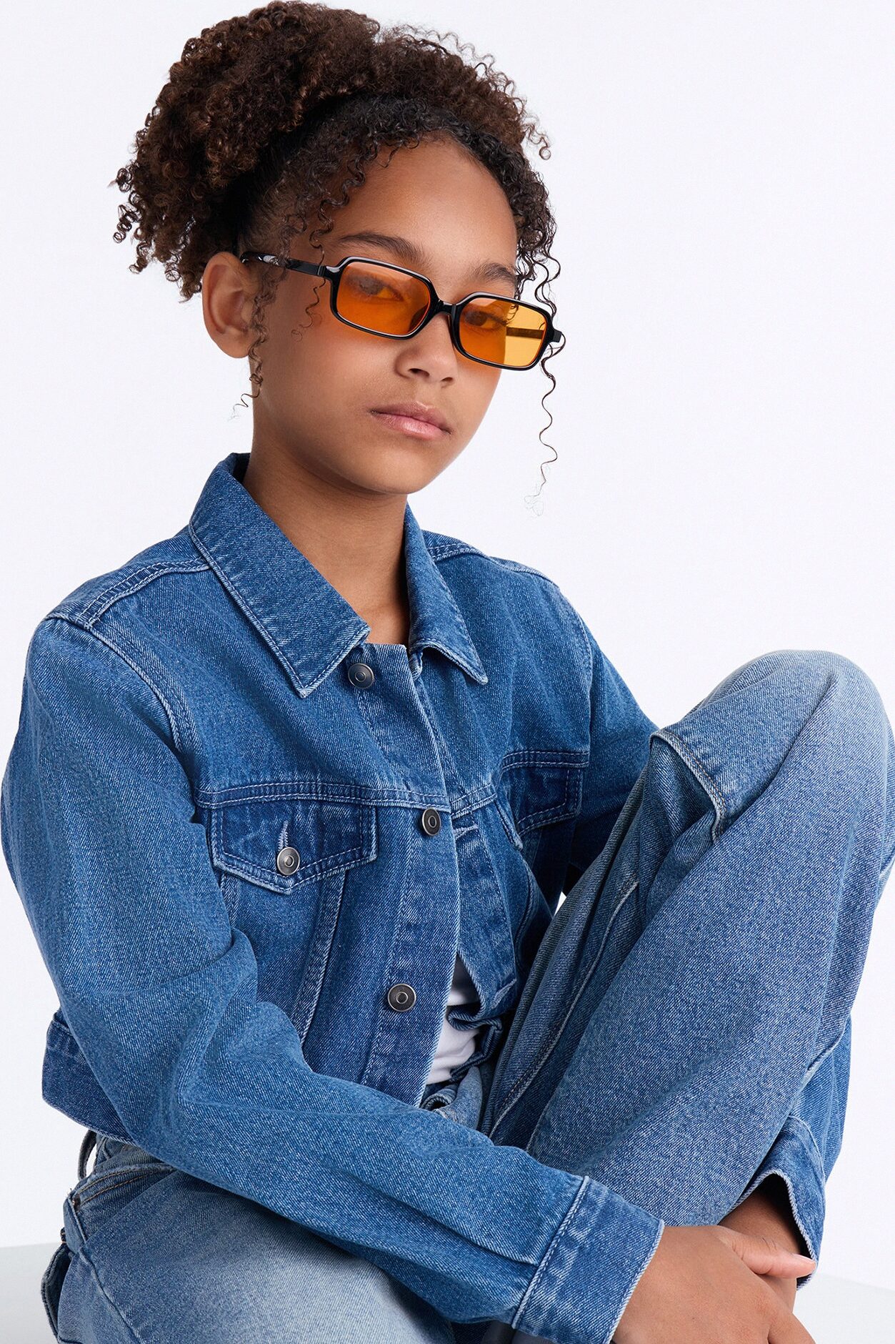 Mini Cora Super Cropped Denim Jacket - Medium Wash