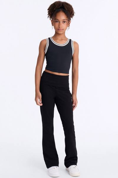 Mini Adriana Foldover Flare Pant - Black