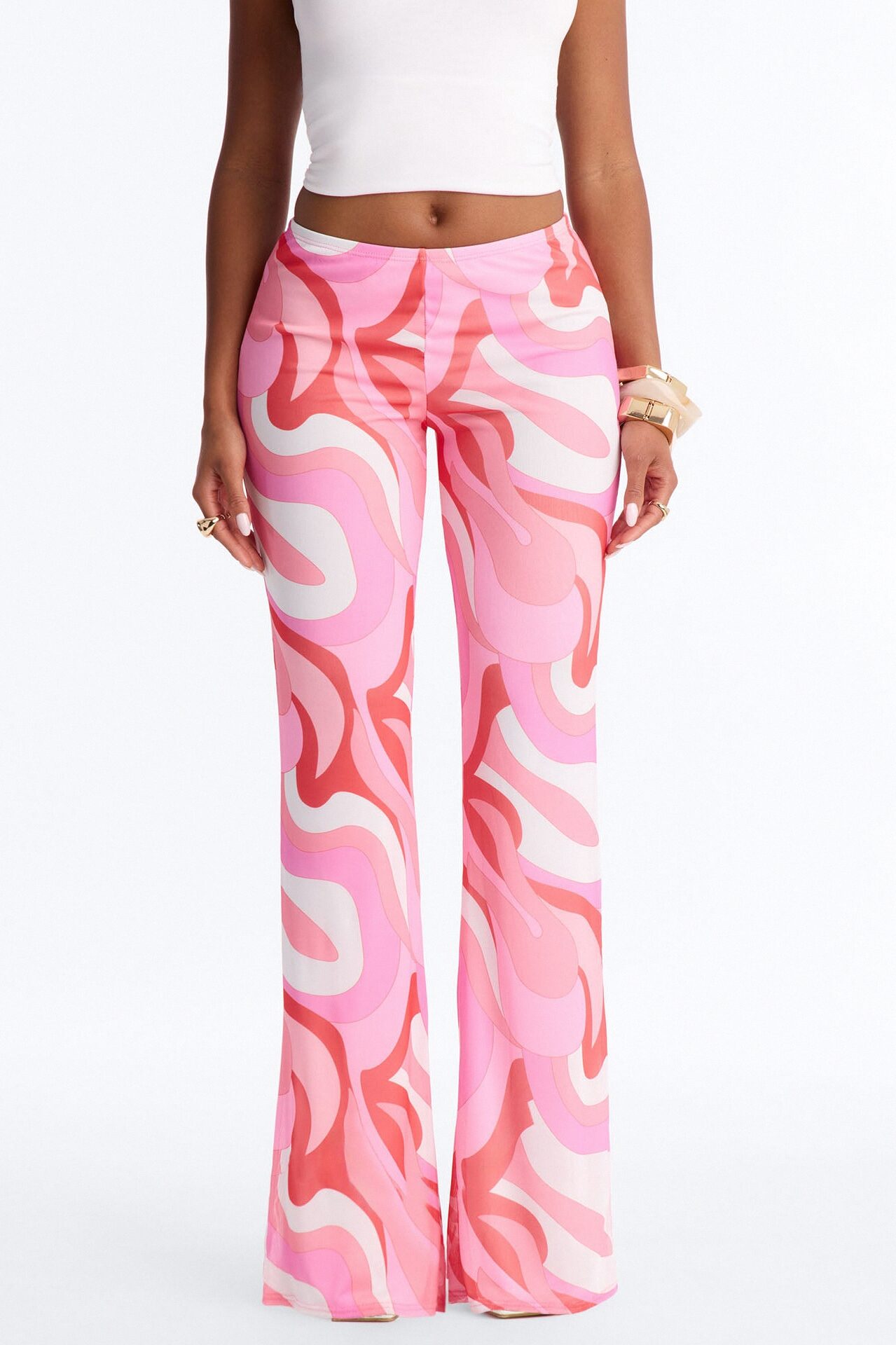 All That Low Rise Mesh Flare Pant - Pink/combo