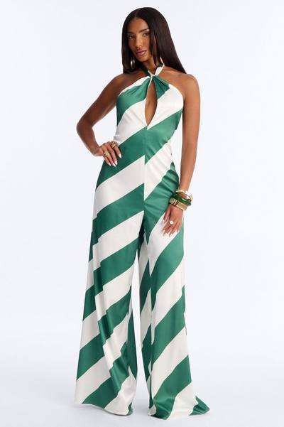 Bianca Satin Wide Leg Jumpsuit - Green