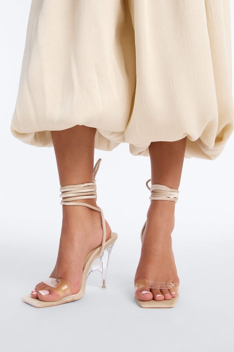 Vani Wrap Up Heels - White