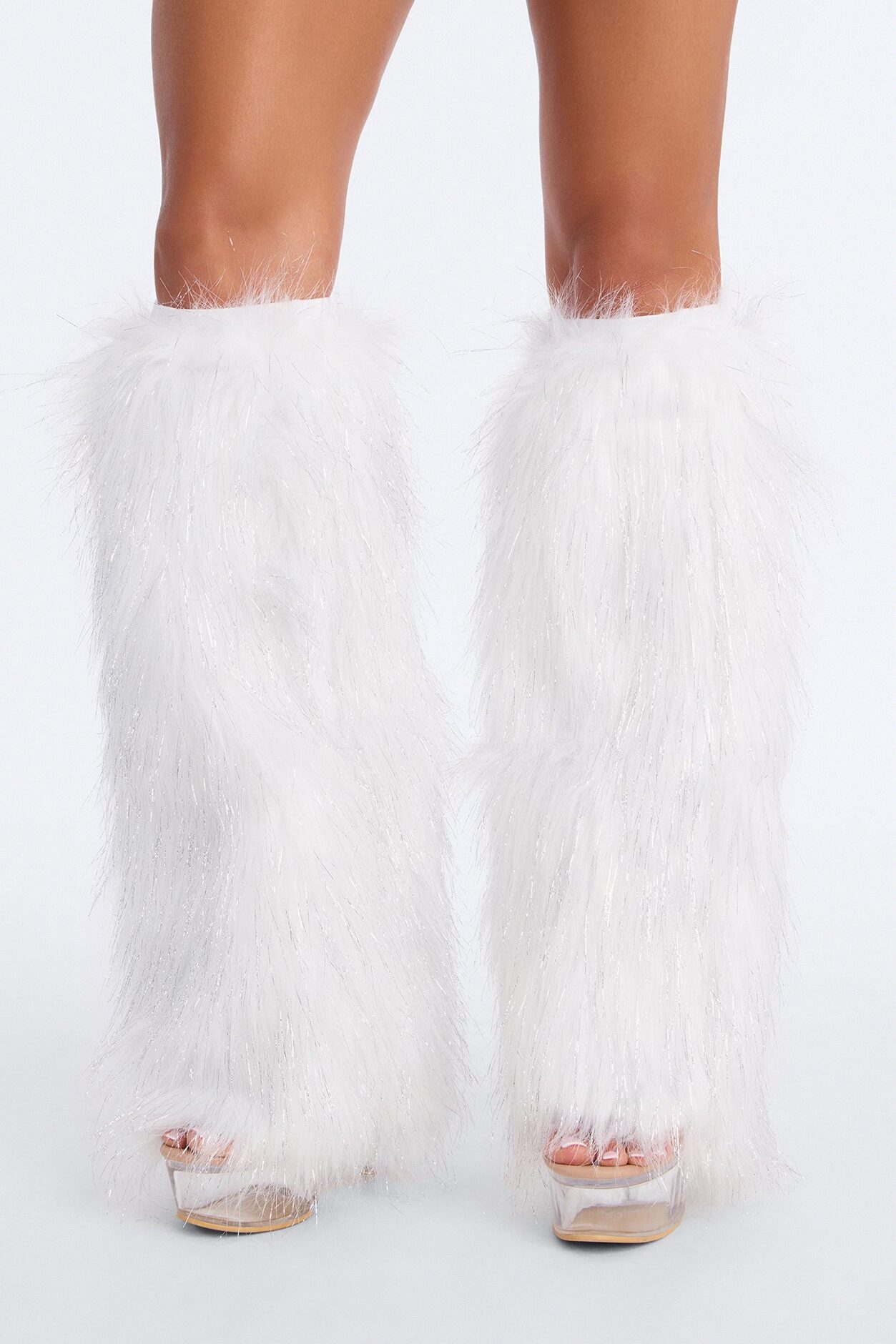 Dance Queen Shiny Leg Warmers - White