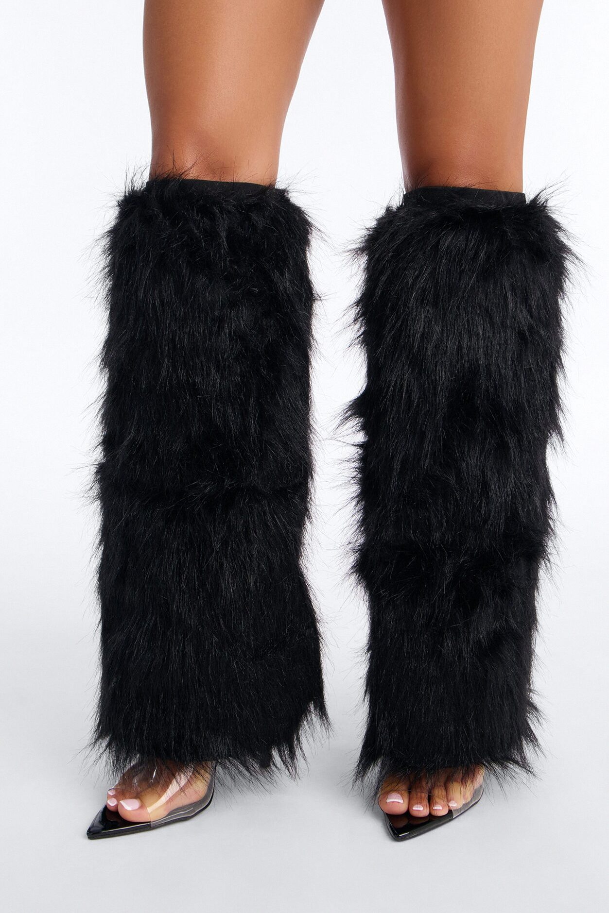 Party On Faux Fur Leg Warmers - Black