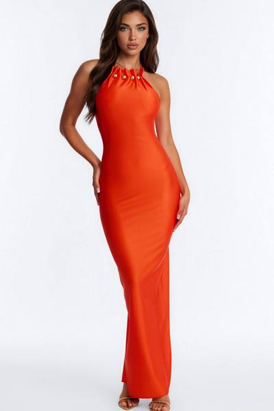 Solara Halter Maxi Dress - Orange