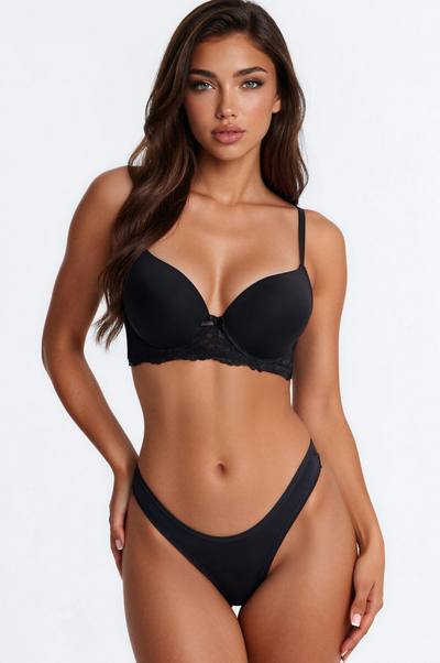 The Right Way Microfiber Extreme Push Up Underwire Bra - Black
