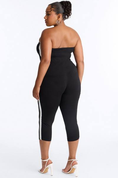 Sporty And Nice Strapless Romper - Black