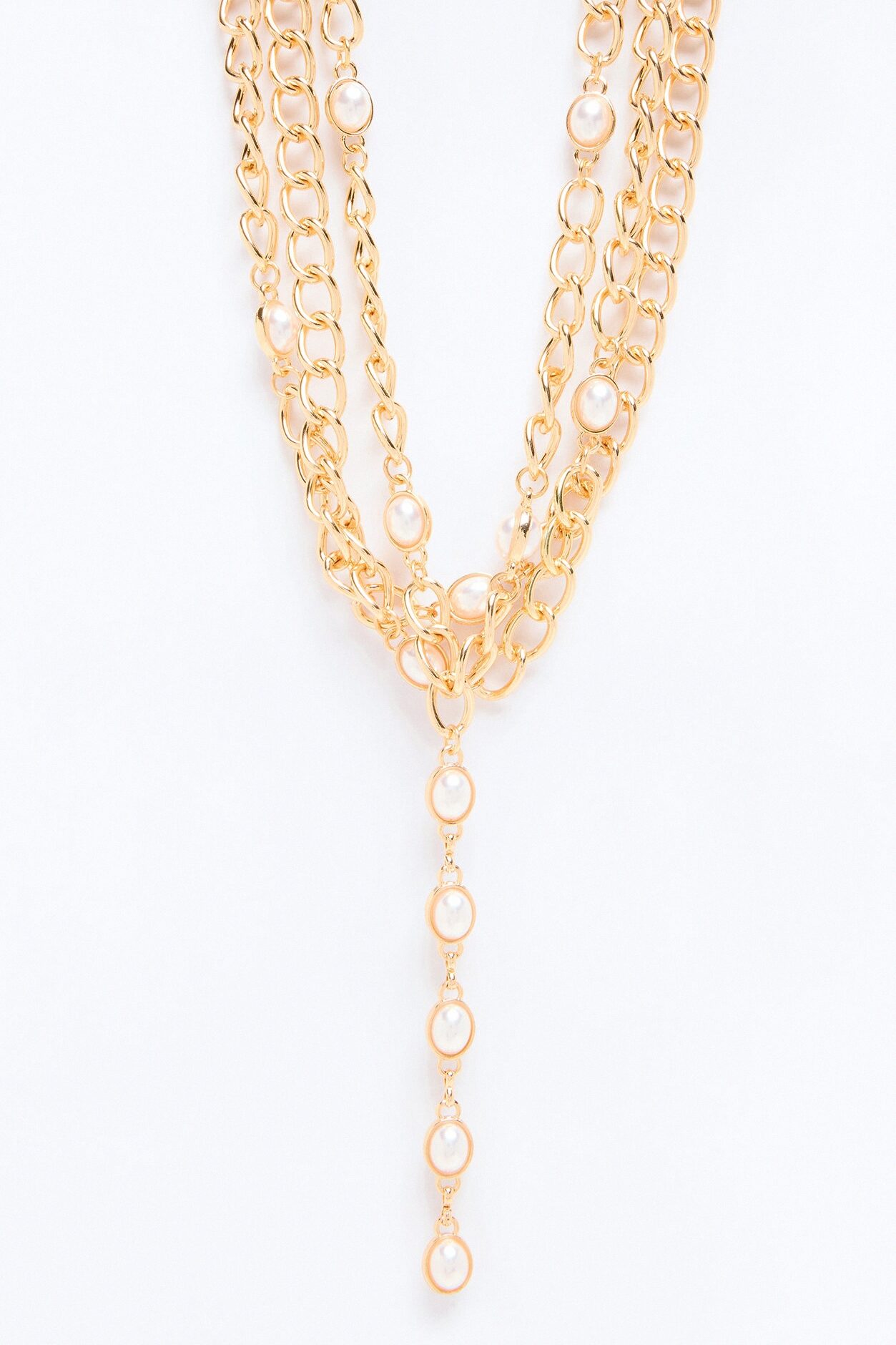 Lovefall Pearl Lariat Necklace - Gold