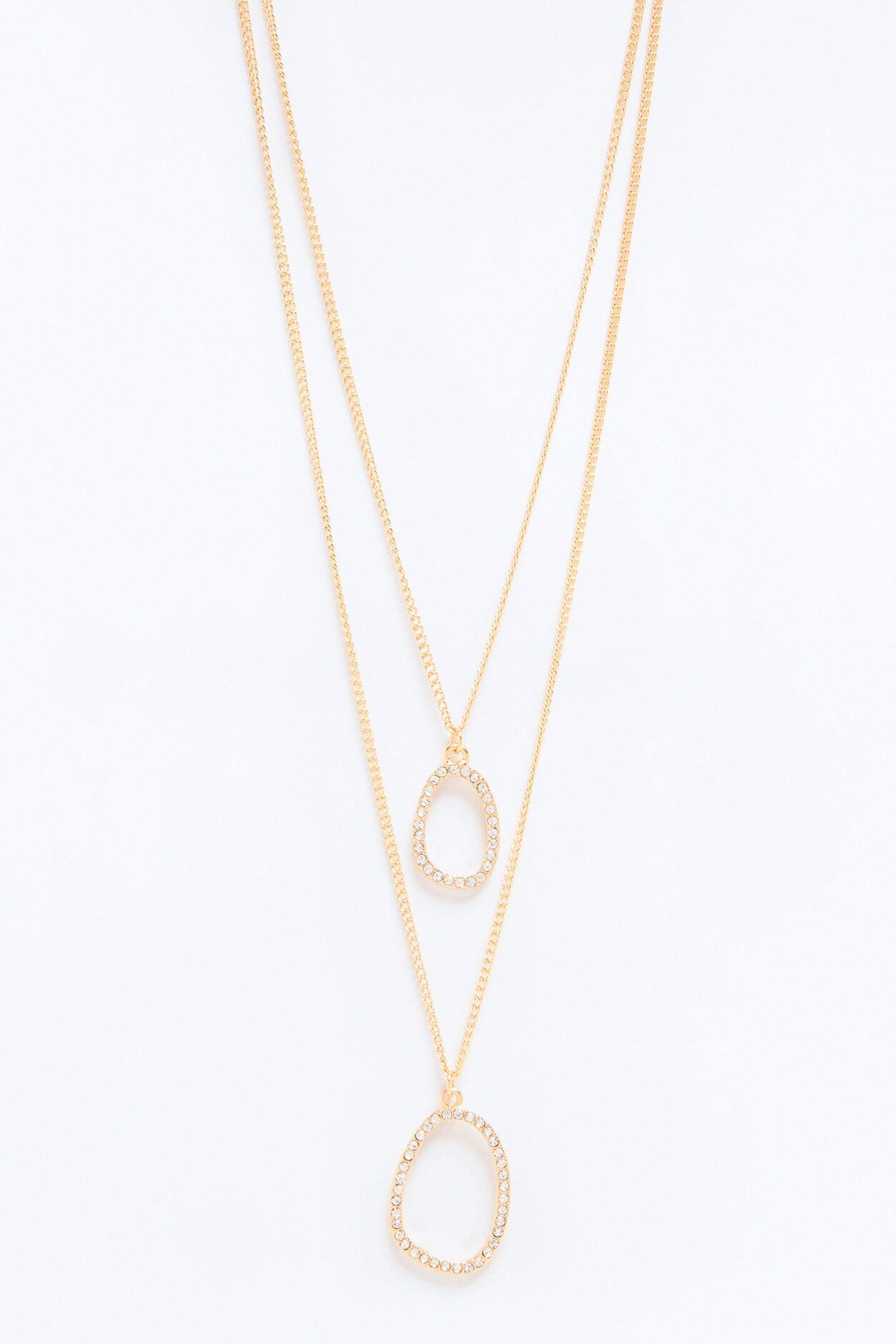 Celeste Rhinestone Layered Necklace - Gold