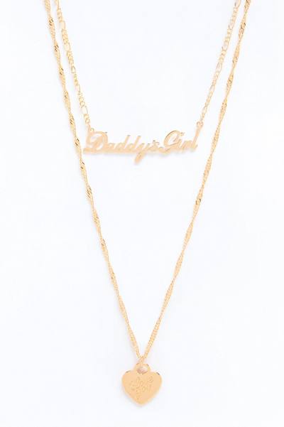 Mini Daddy's Girl 2pc Necklace Set - Gold