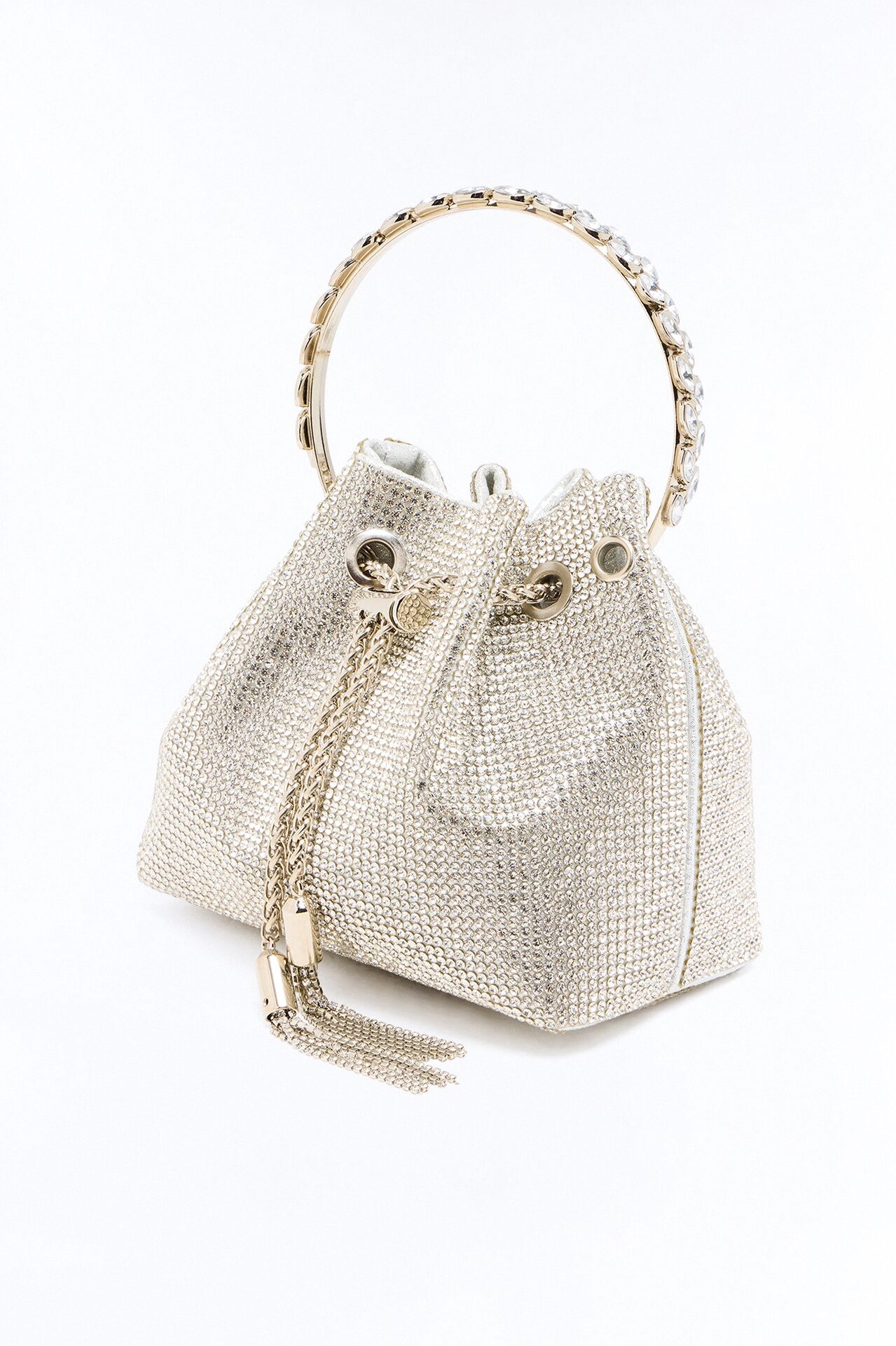 Shining Presence Rhinestone Satchel Handbag - Silver