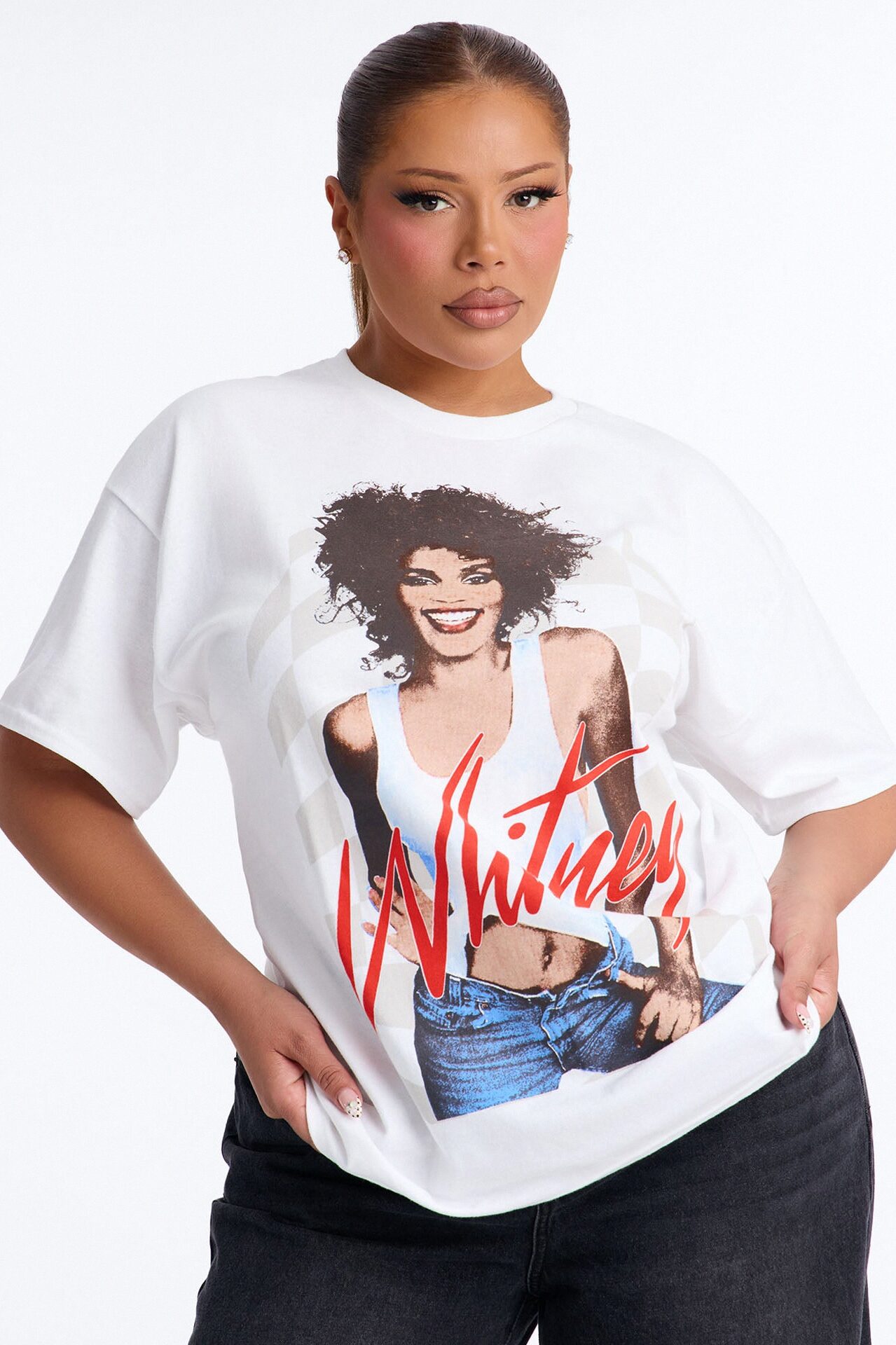 Whitney Houston Icon Status Oversized Tee - White