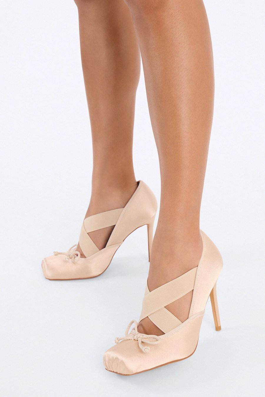 Aralyn Satin Ballet Pumps - Taupe