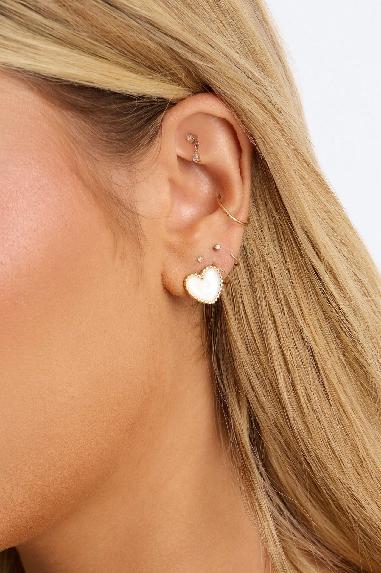 My Dainty Heart 9 Pair Multi Earrings Set - Gold/combo