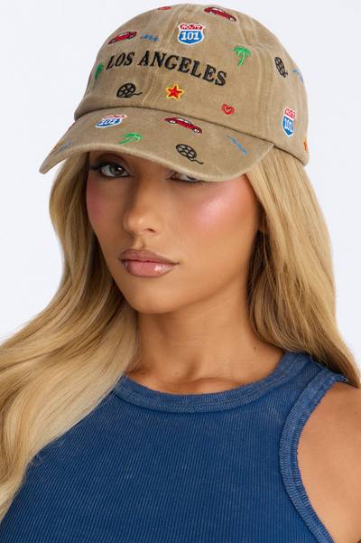 Destination LA Baseball Hat - Tan Multi Color