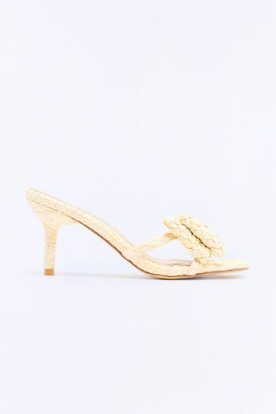 Sandy Town Raffia Bow Heels - Natural