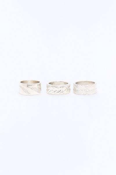 Rippled In Motion Ring Set - Silver