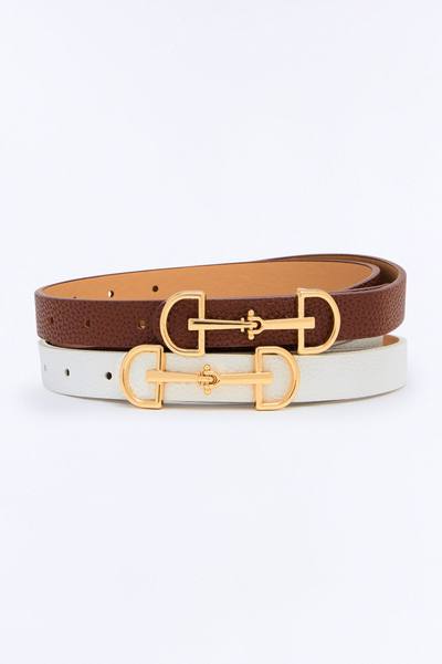 Taking Care Of Business 2 Piece Belt Set - Ivory/combo