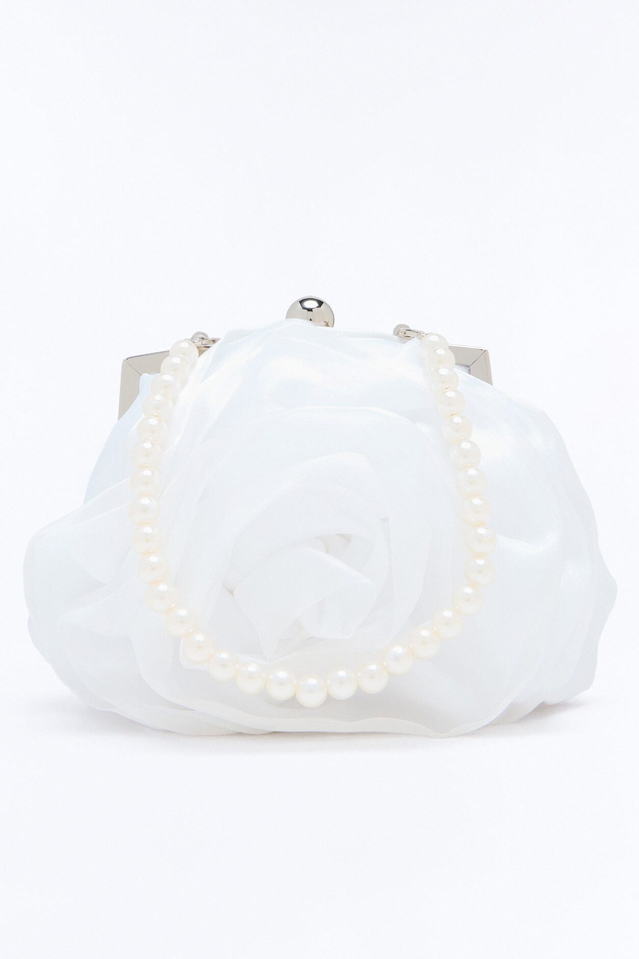 Flower Of Spring Satin Satchel Handbag - Ivory