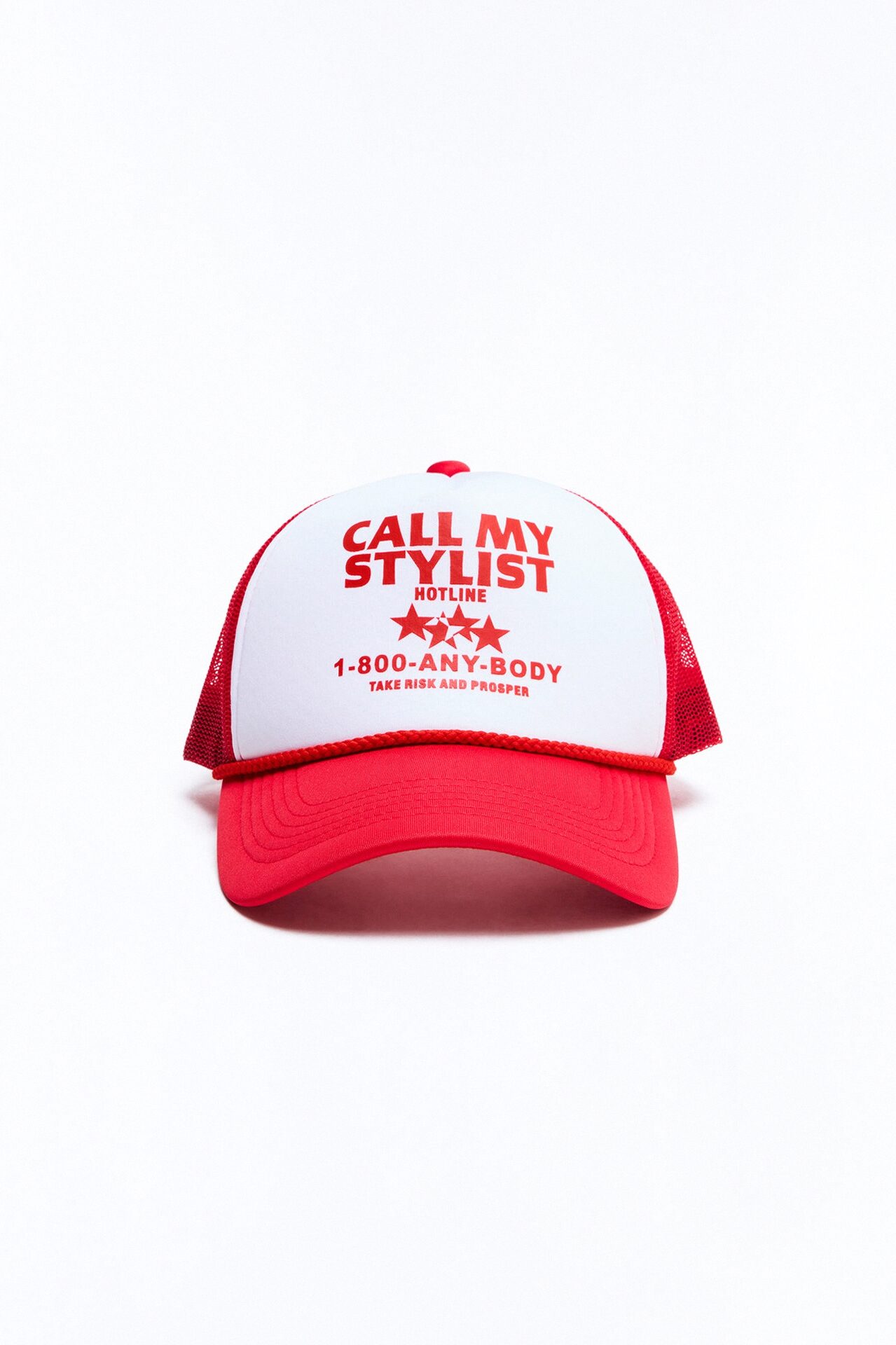 Call My Stylish Mesh Panel Snapback Hat - Red/White