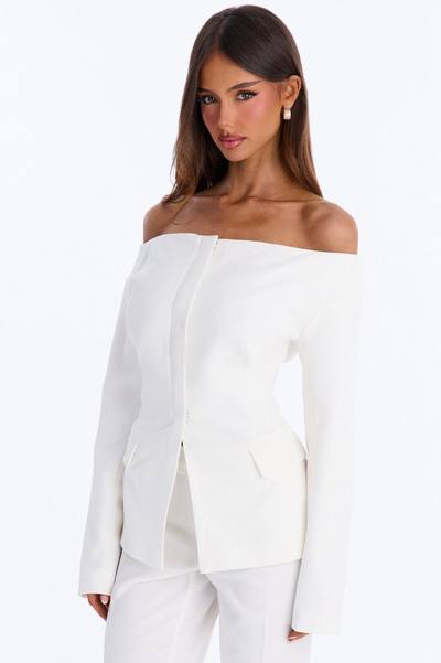 Dreamy Days Off the Shoulder Blazer - White