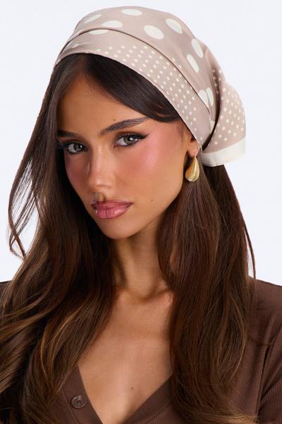 The Riviera Dot Head Scarf - Taupe/combo