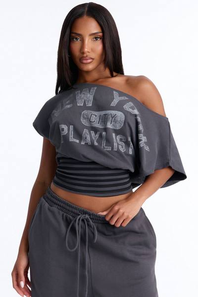 New York Soundtrack Striped Fitted Tee - Black