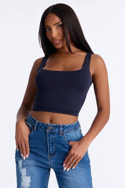 Zinnia Double Lined Tank Top - Navy