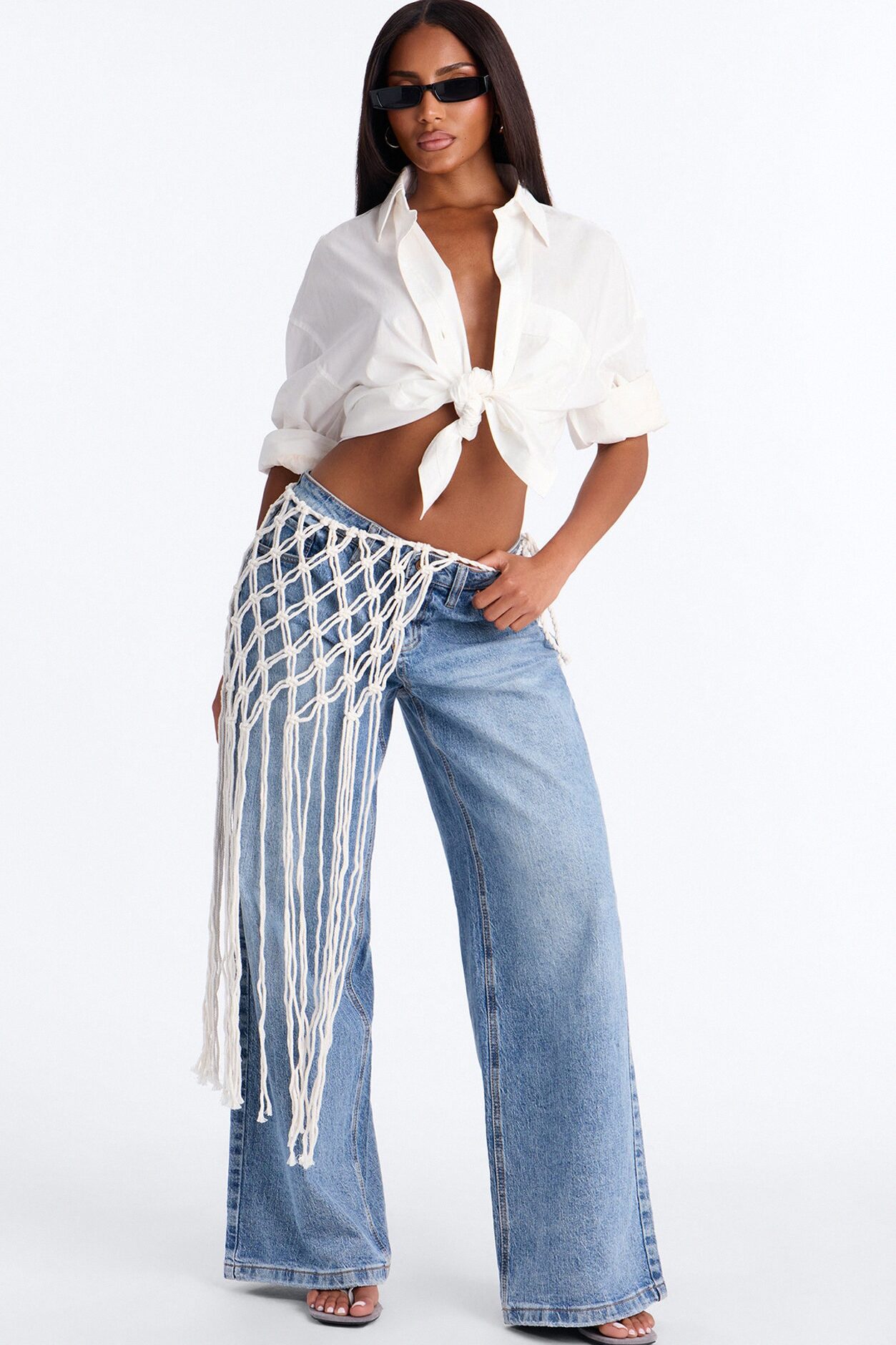 Plenty Of Fish Crochet Scarf Belt - Ivory