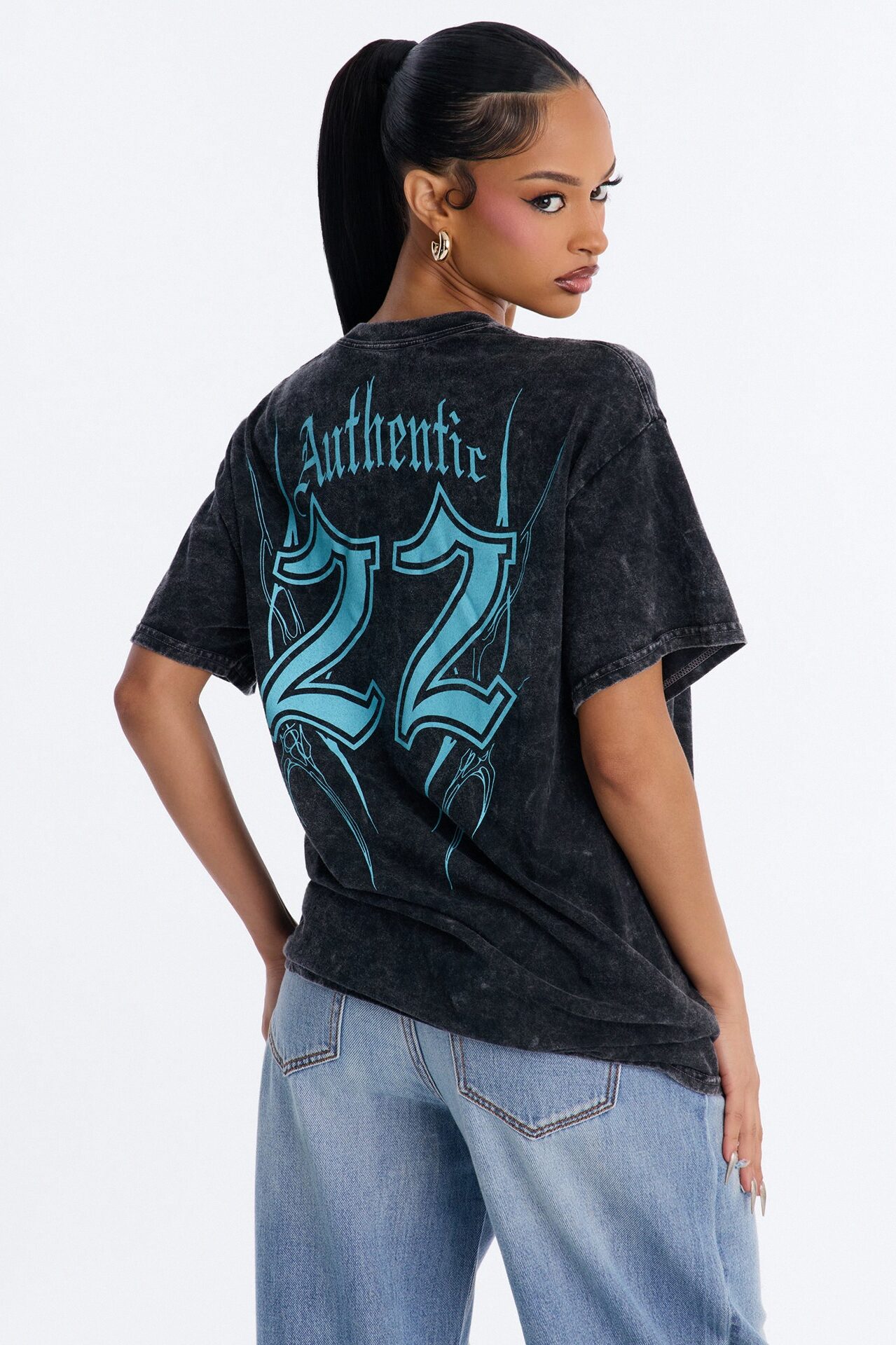 East Coast Authentic Washed Oversized Tee - Black