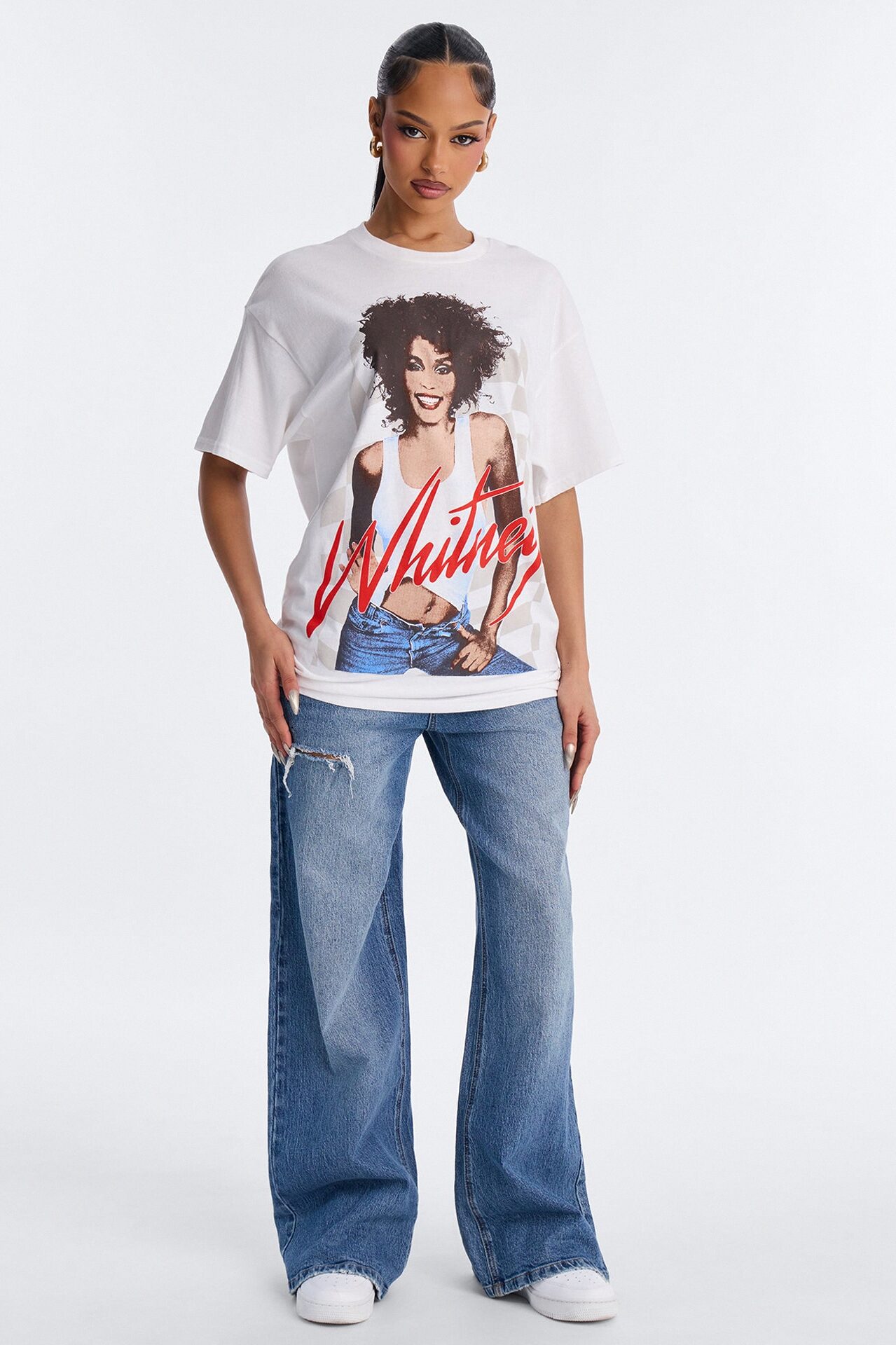 Whitney Houston Icon Status Oversized Tee - White