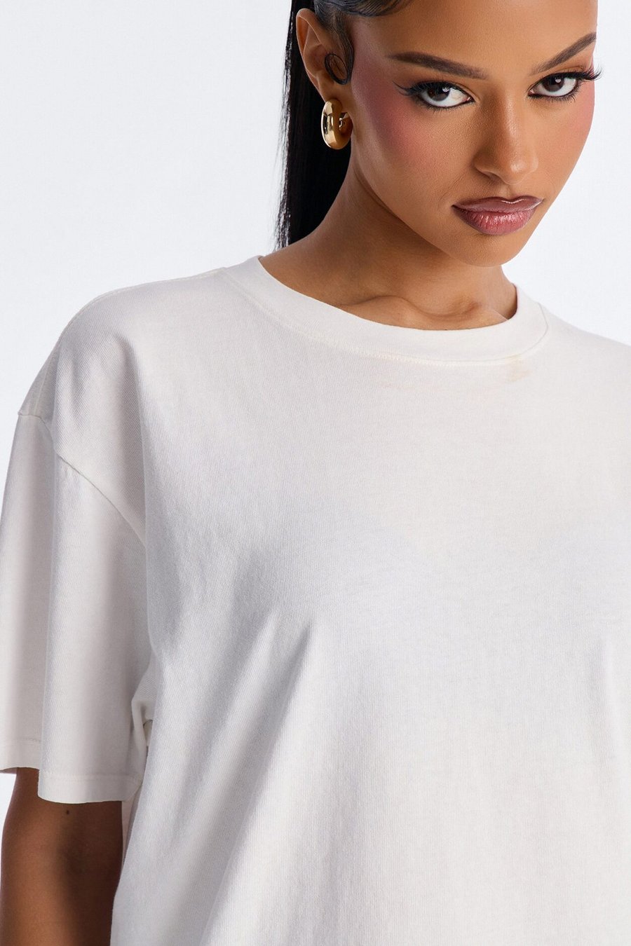 Billie Oversized Washed Crew Neck T-Shirt - White