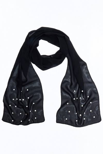 Night Sky Skinny Sheer Scarf - Black