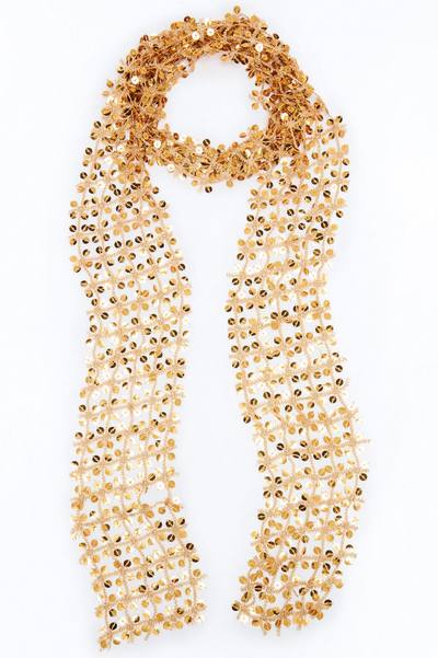 Flashing Lights Skinny Sequin Scarf - Gold