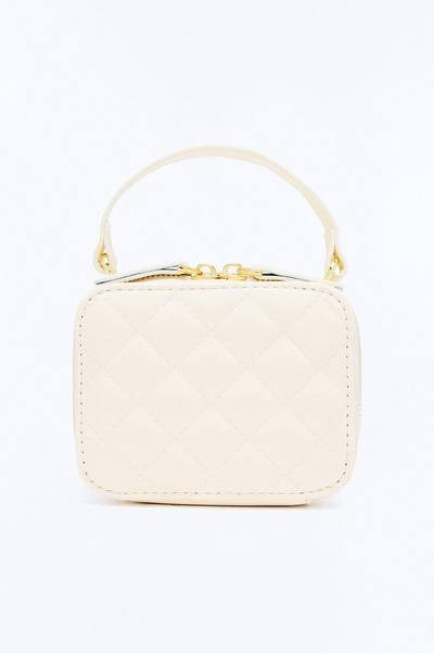 On The Go Mini Faux Leather Crossbody Handbag - Ivory