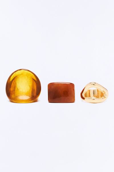 Topicayo 3 Piece Ring Set - Brown/combo