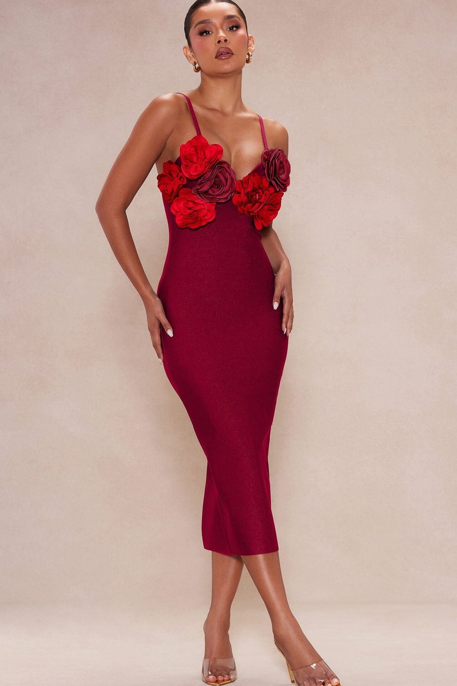 Valentina Bandage Midi Dress - Brown