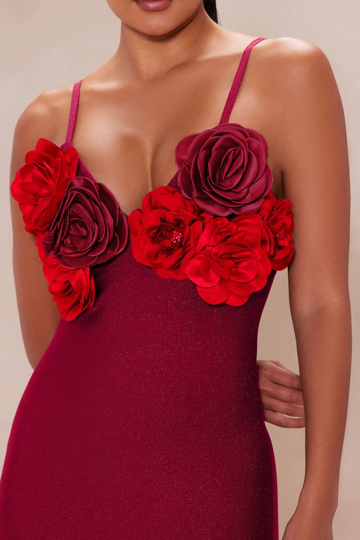 Valentina Bandage Midi Dress - Wine/combo