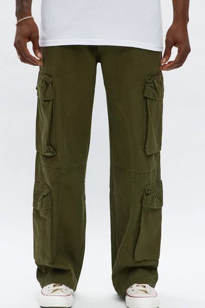 Baggy Don't Play Me Cargo Pants - Olive