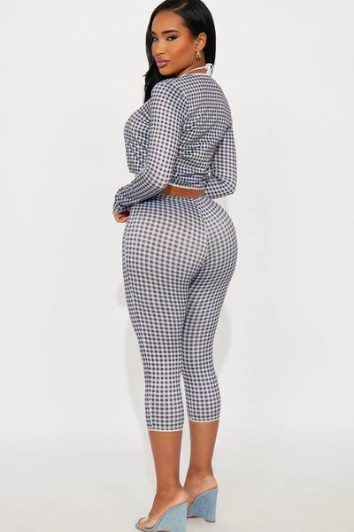 Sweet Talking Gingham Capri Legging - Blue/combo