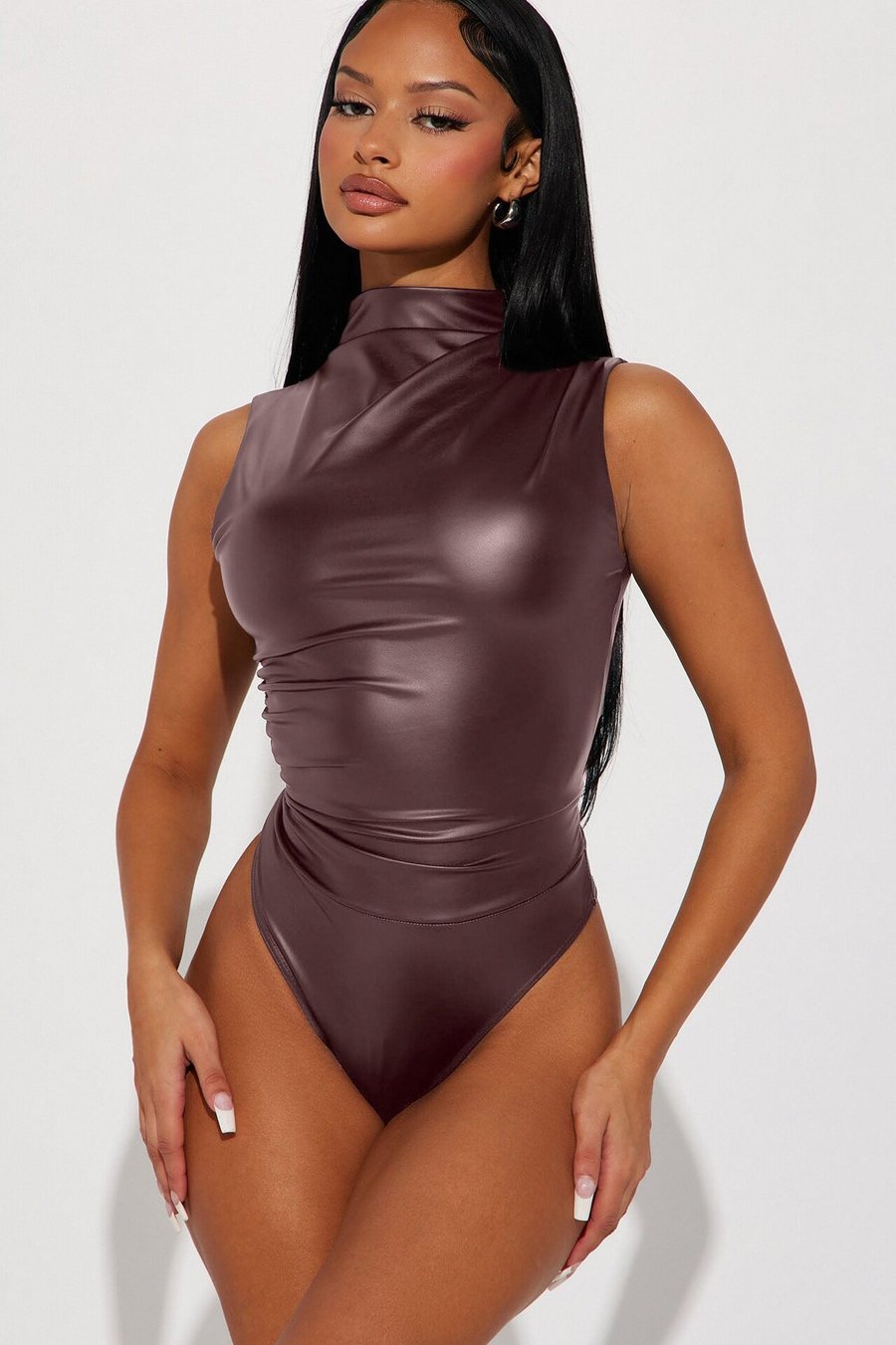 Kourtney Faux Leather Bodysuit - Black