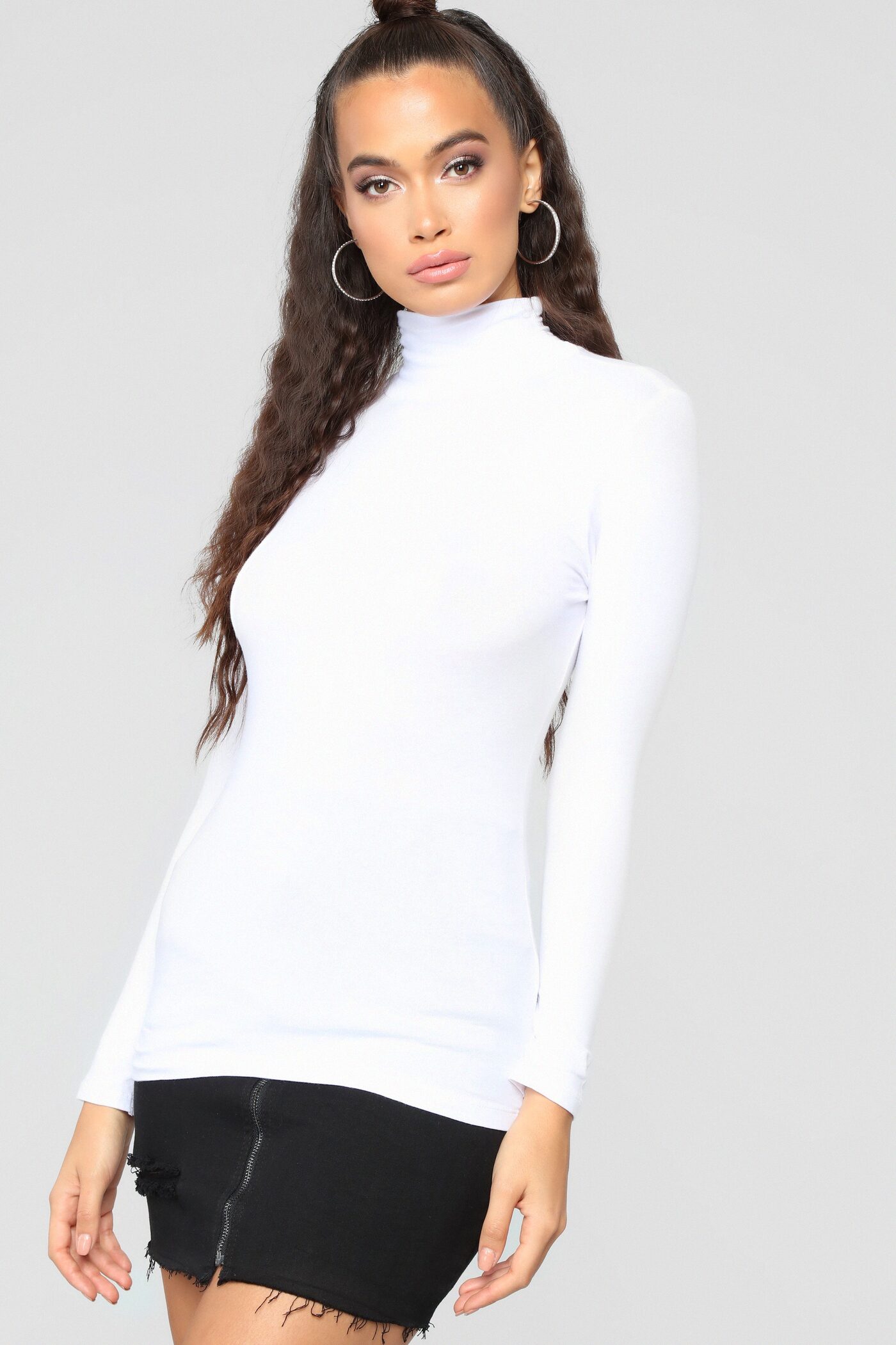 No More Rules Mock Neck Top - White