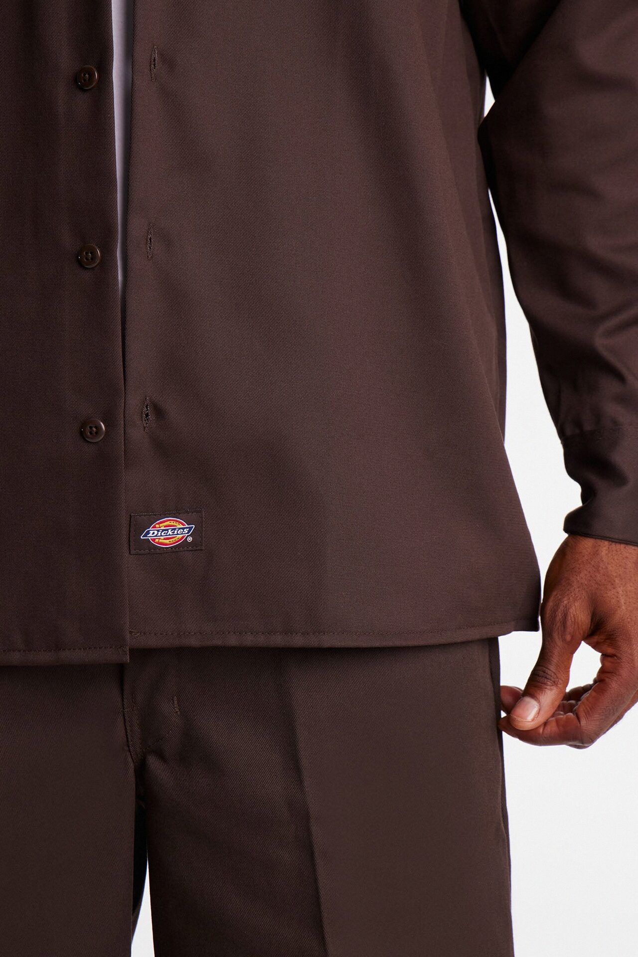 Dickies Twill Long Sleeve Work Shirt - Dark Brown