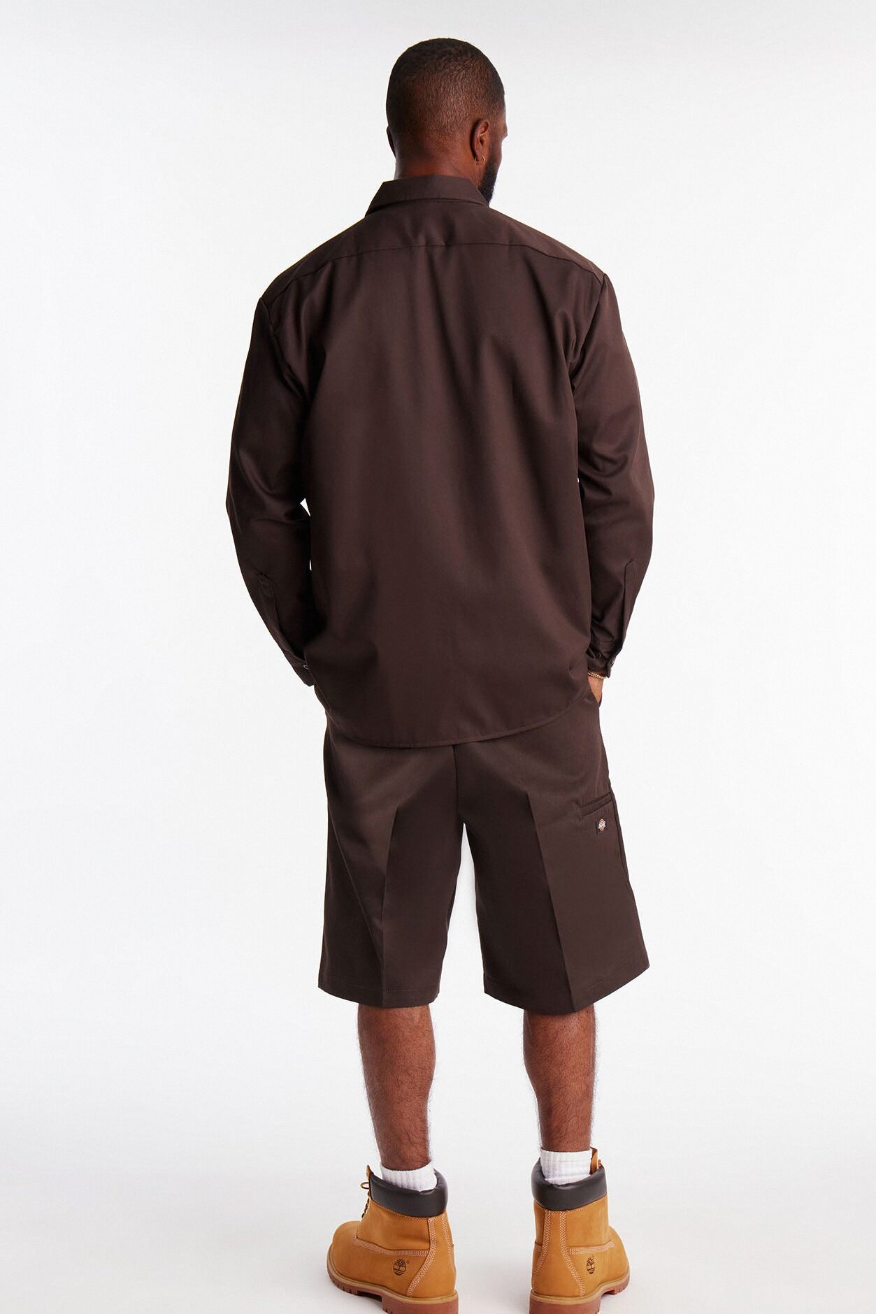 Dickies Twill Long Sleeve Work Shirt - Dark Brown