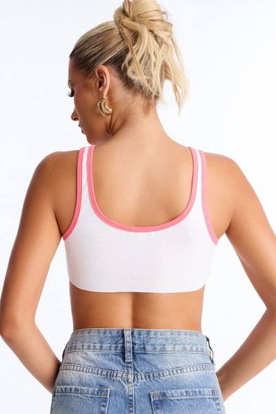 Wild West Ribbed Cropped Tank Top - White