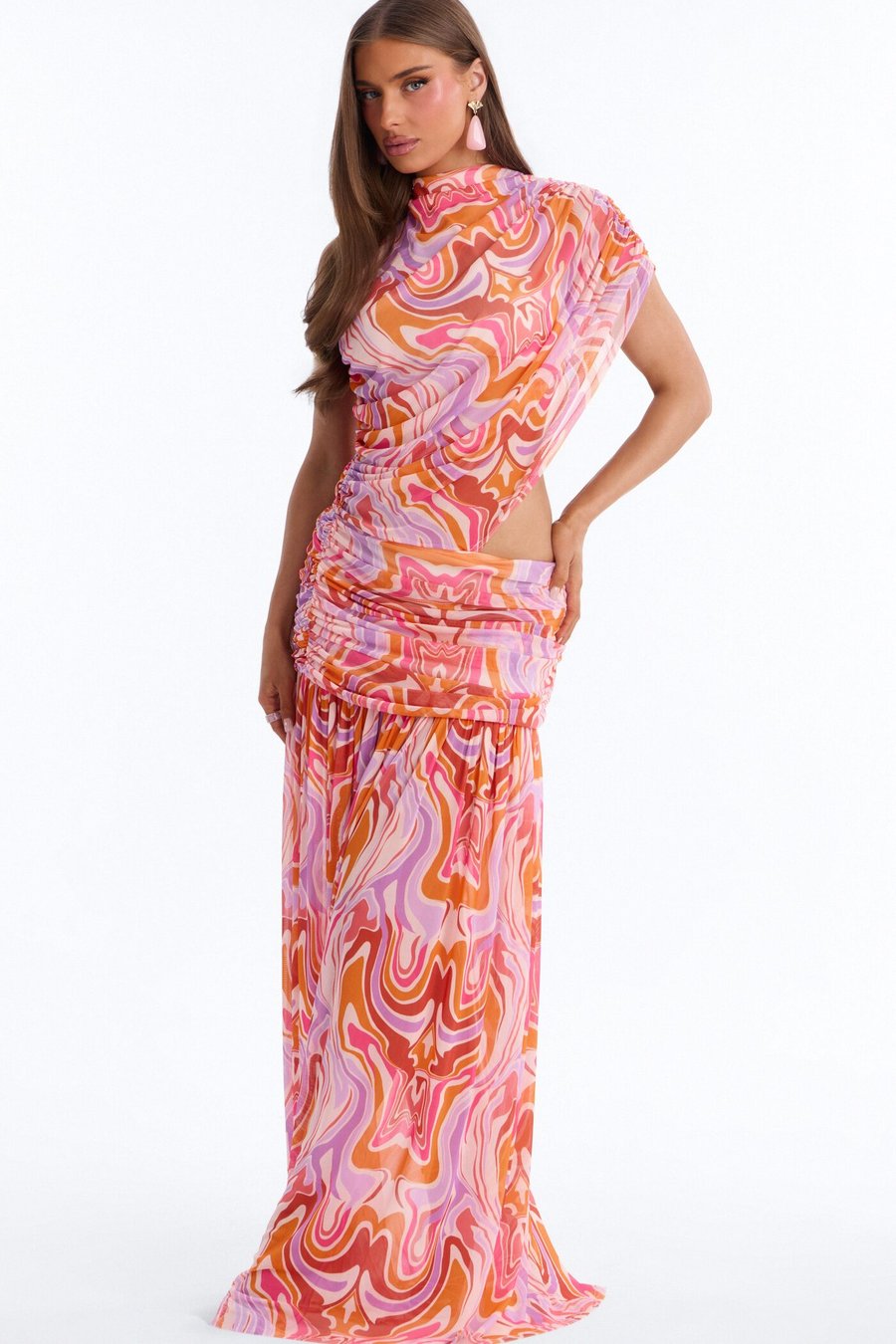 Raina Mesh Maxi Dress - Pink