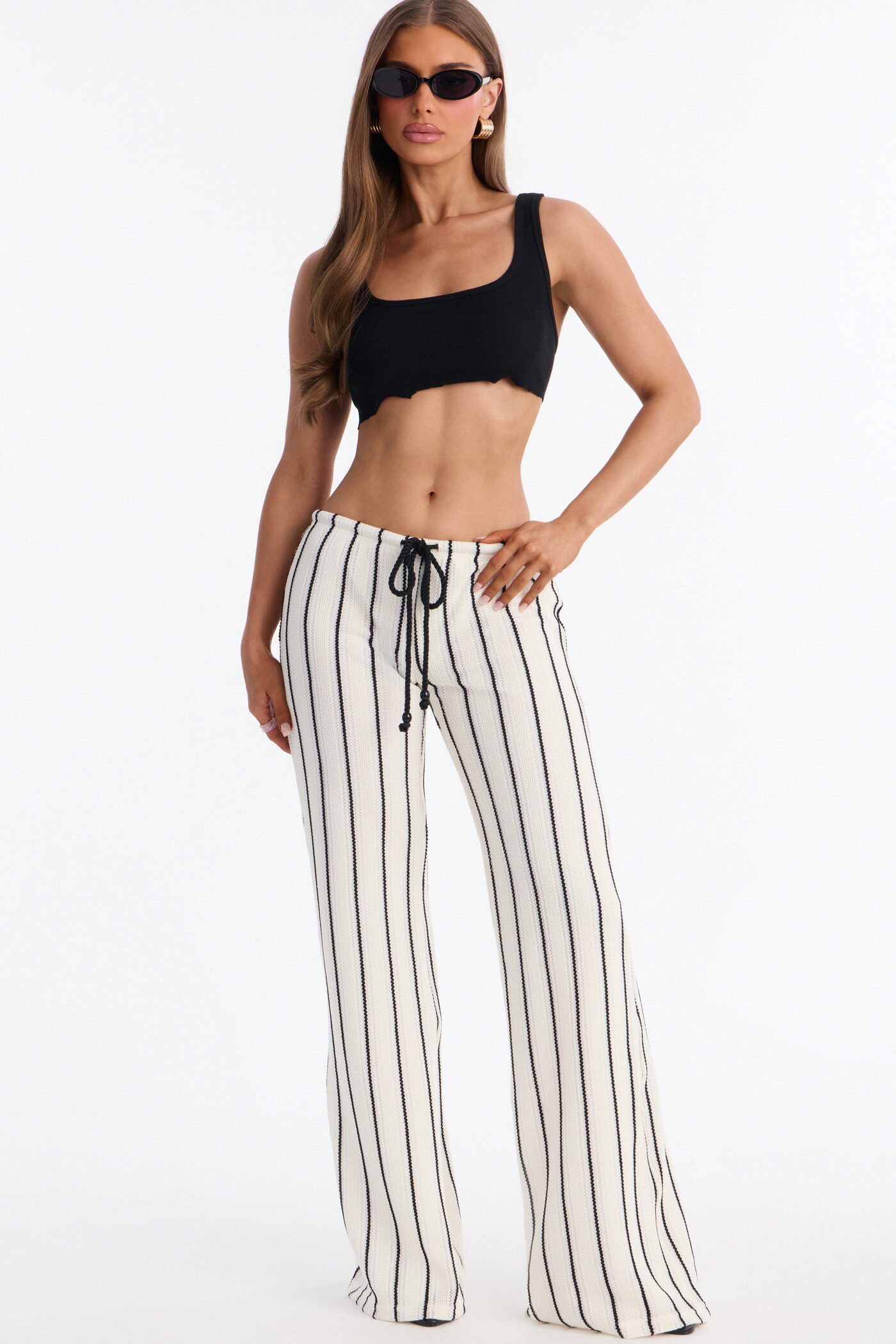 Rosalie Wide Leg Crochet Pant - White/combo