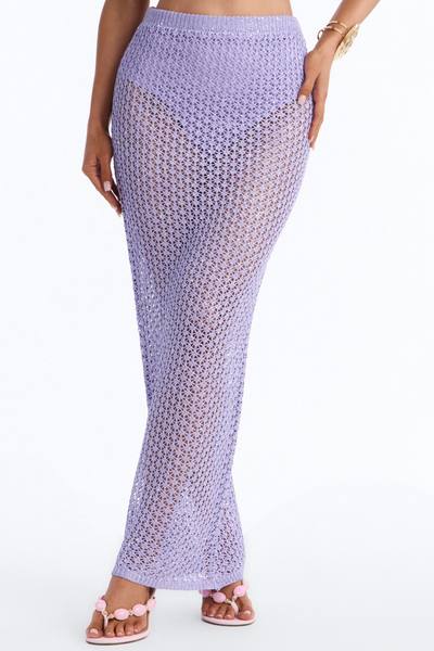 Makayla Mid Rise Crochet Maxi Skirt - Lilac